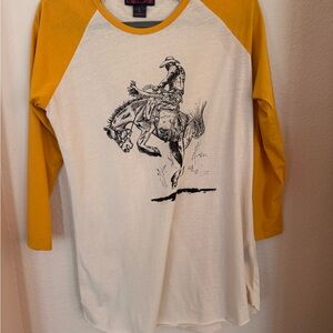 Rock & Roll Cowgirl Yellow and White Long Sleeve Tee